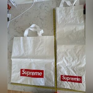 Supreme 2 White Tote Bags with Red Logo